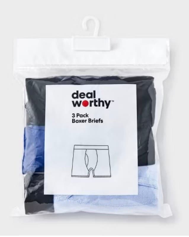 dealworthy Men's Boxer Briefs 3 Pack - Blue/Black/Light Blue