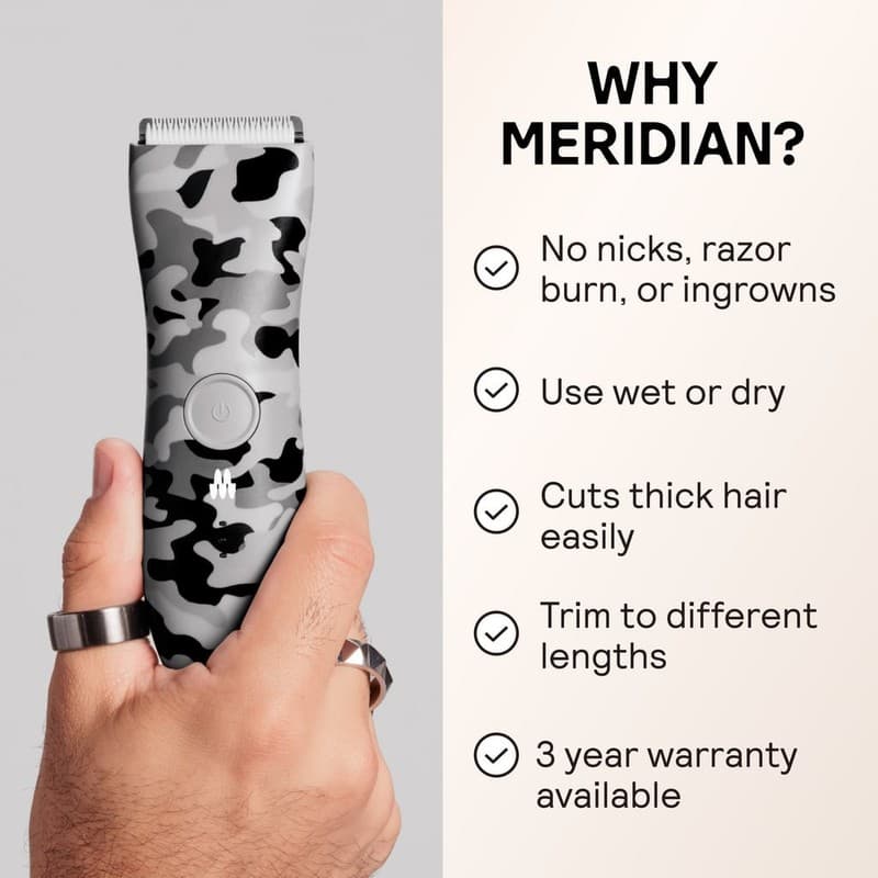 Meridian The Trimmer Electric Below-the-Belt Body Hair Groomer, Camo Edition - Thumbnail 4