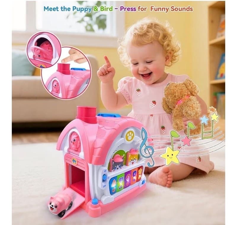 Toys for 1+ Old Girls – 9-in-1 Montessori Musical Toddler Activity House with - Thumbnail 5