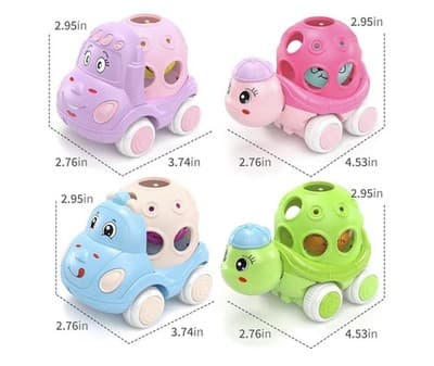 🎁 Baby Push-N-Go Rattle Cars (4-Pack) – Perfect for 6 Months to 3 Years! 🚗✨ - Thumbnail 2