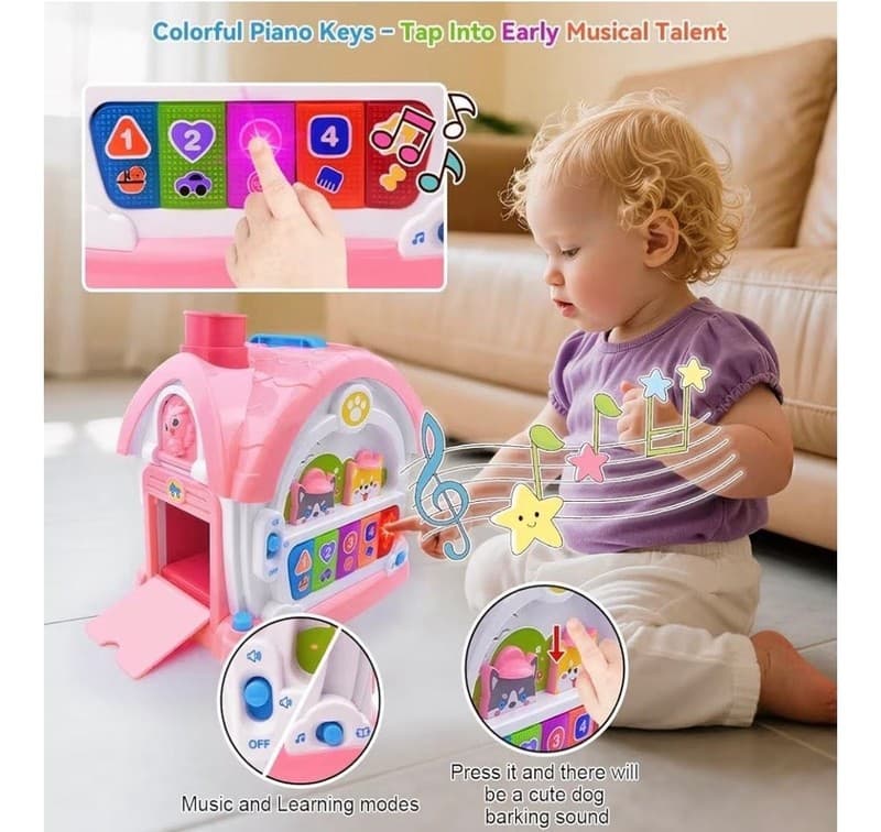 Toys for 1+ Old Girls – 9-in-1 Montessori Musical Toddler Activity House with - Thumbnail 6