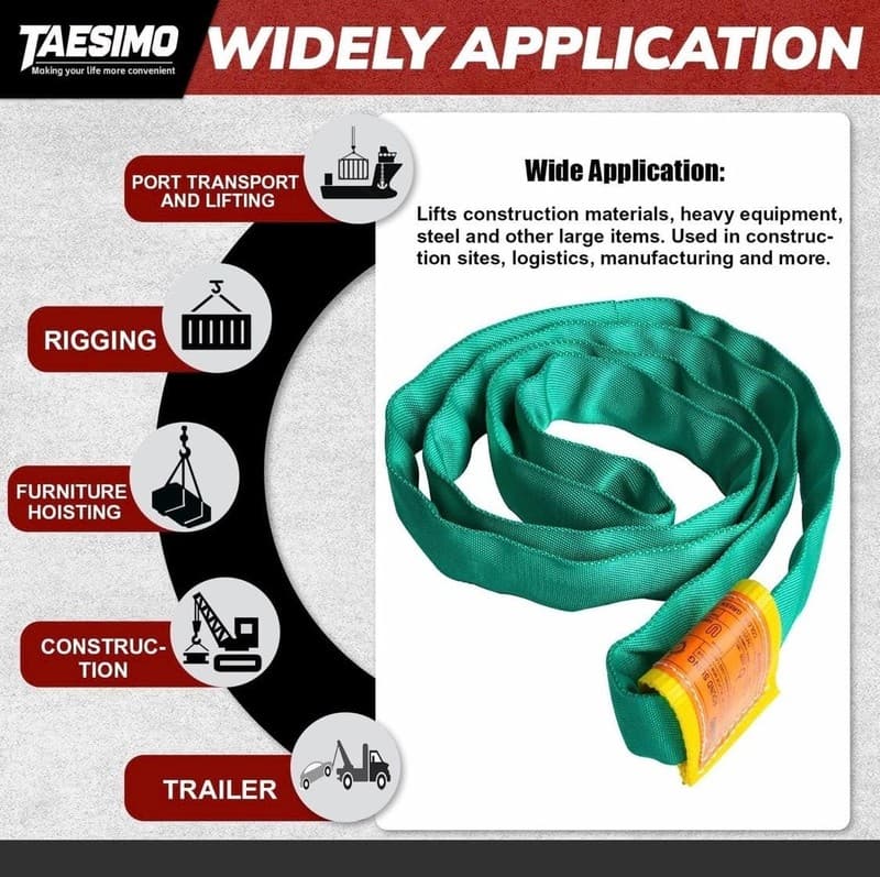 Taesimo 10ft Polyester Round Lifting Sling Set, 2-Pack - Thumbnail 3