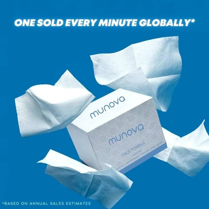 Munova Disposable Face Towels XL, 50 Count Biodegradable Facial Cleansing Wipes - Thumbnail 5