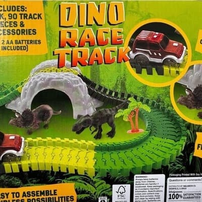 Play Right Dino Race Track 96 Piece Set with Flexible Track and Truck - Thumbnail 2