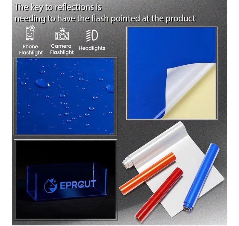 EPRCUT 12" x 4FT Blue Reflective Permanent Adhesive Vinyl Roll for Cutting Machi - Thumbnail 5