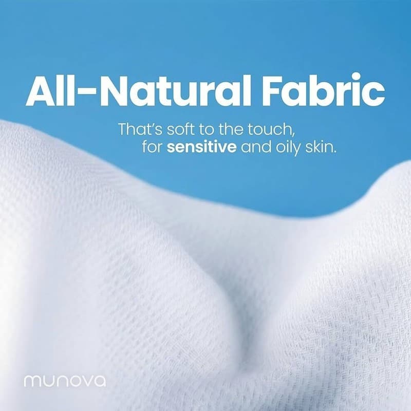 Munova Disposable Face Towels XL, 50 Count Biodegradable Facial Cleansing Wipes - Thumbnail 4