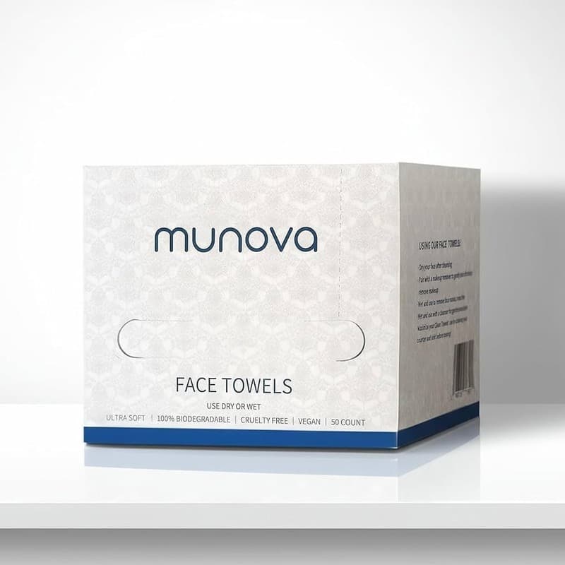 Munova Disposable Face Towels XL, 50 Count Biodegradable Facial Cleansing Wipes - Thumbnail 2