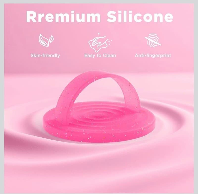 Magnetic Silicone Phone Ring Grip for MagSafe, 360 Degree , Pink Glitter - Thumbnail 6