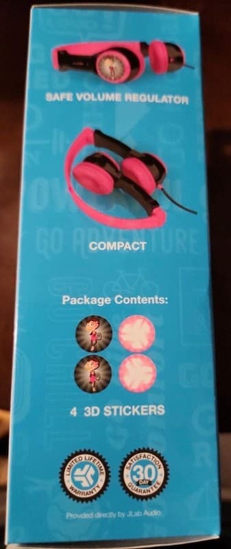 JLab JBuddies Folding Kids Headphones Pink/Black for Ages 2-8 - Thumbnail 2