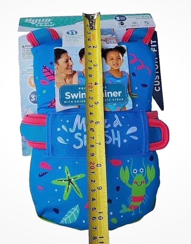Aqua Swim School Progressive Swim Trainer Vest, 3-5 Years, Max 38 lbs, Blue Sea - Thumbnail 4