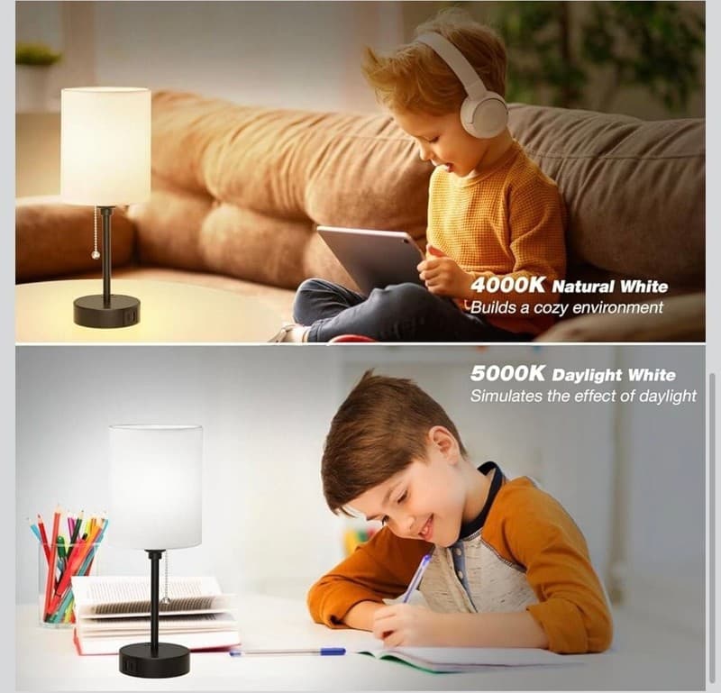 Dicoool Small Bedside Lamps 3 Color Modes - 3000K 4000K 5000K Bedroom Lamps with - Thumbnail 5