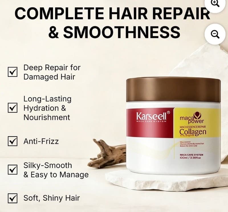 Karseell Maca Power Collagen Hair Mask for Dry Damaged Hair 100ml / 3.38fl.oz - Thumbnail 4