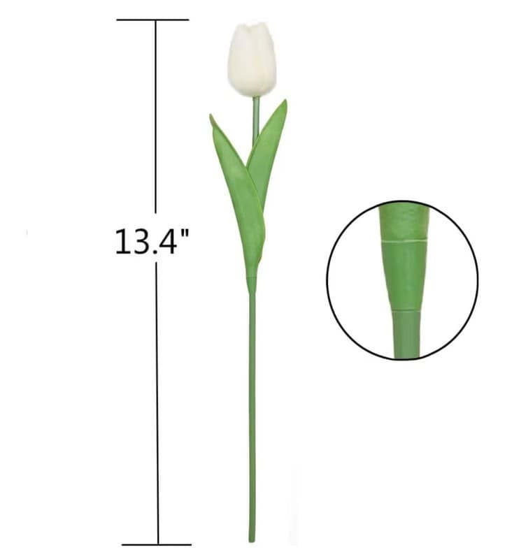 HIMUTAIN 20-Piece Artificial White Tulip Bouquet with Gift Box and Ribbon - Thumbnail 5