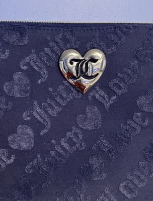 Black Juicy Couture Makeup Pouch Silver Hardware - Thumbnail 3