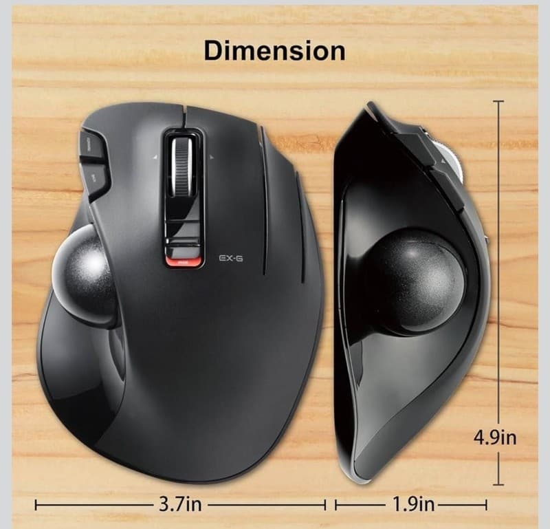 ELECOM EX-G Wireless Thumb-Operated Trackball Mouse M-XT3DRBK-G - Thumbnail 7