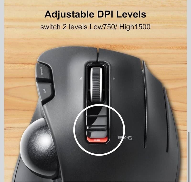 ELECOM EX-G Wireless Thumb-Operated Trackball Mouse M-XT3DRBK-G - Thumbnail 5