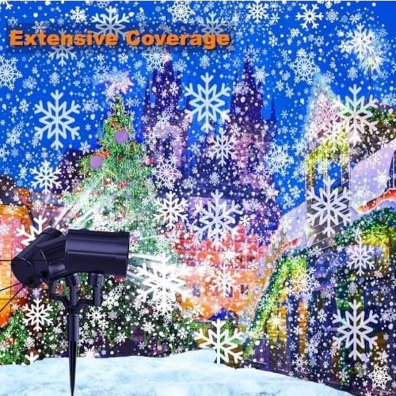 Three-Head Outdoor Christmas Snowflake Projector Light IP65 Waterproof LED Snowf - Thumbnail 2