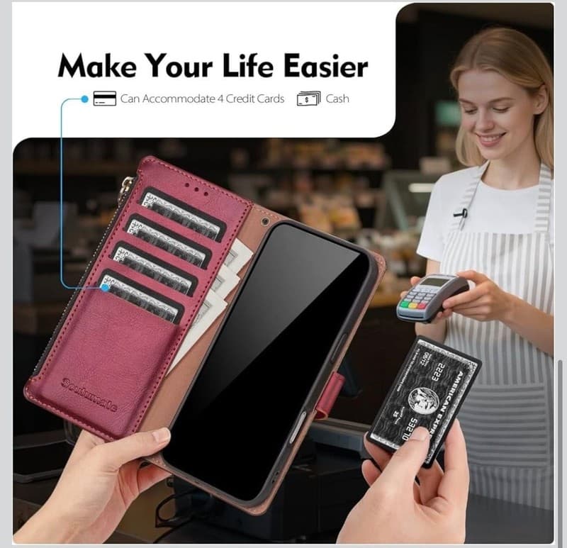 Scutumate RFID Blocking PU Leather Zipper Wallet Case with Card Slots and Wristl - Thumbnail 5