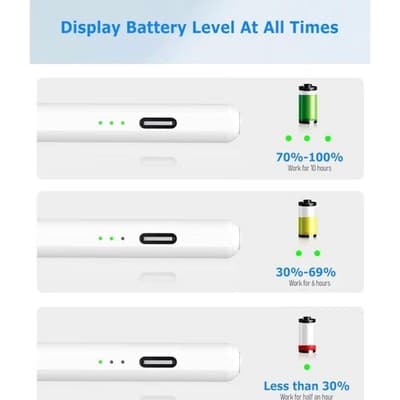 Stylus Pen for iPad with Palm Rejection, Tilt Sensitivity, 3 LED Battery Indicat - Thumbnail 3