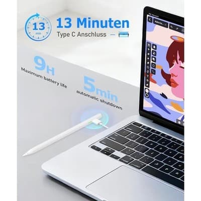 Stylus Pen for iPad with Palm Rejection, Tilt Sensitivity, 3 LED Battery Indicat - Thumbnail 2