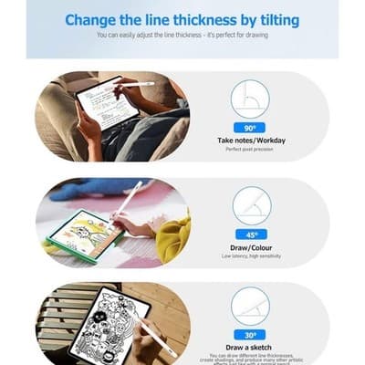 Stylus Pen for iPad with Palm Rejection, Tilt Sensitivity, 3 LED Battery Indicat - Thumbnail 4