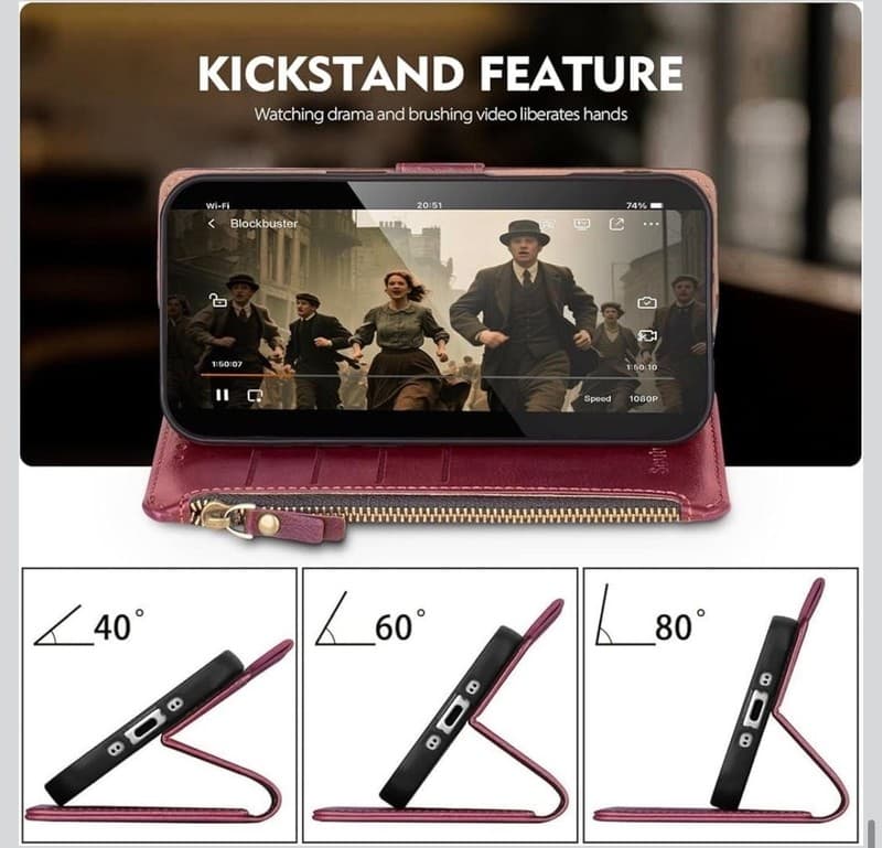Scutumate RFID Blocking PU Leather Zipper Wallet Case with Card Slots and Wristl - Thumbnail 6