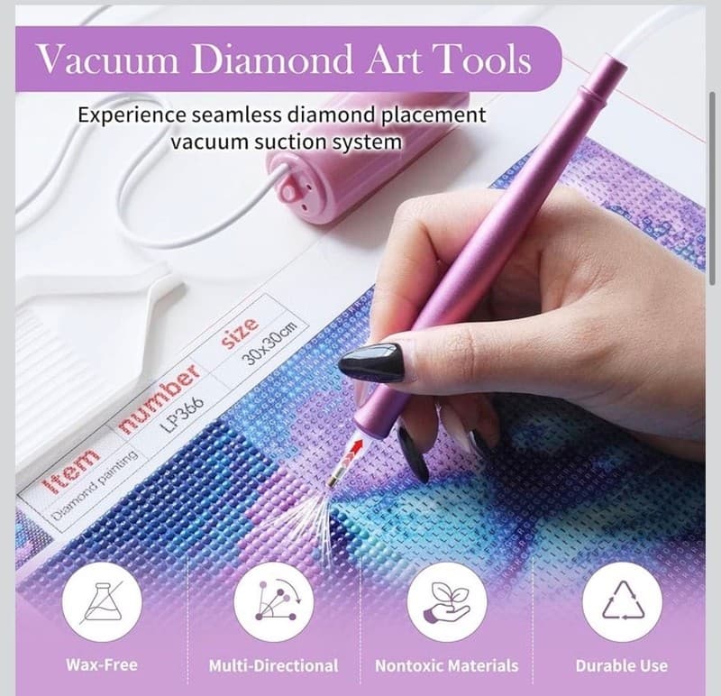 GOKEI Vacuum Diamond Art Painting Pen, Electric Wax-Free Suction Tool Kit with S - Thumbnail 2