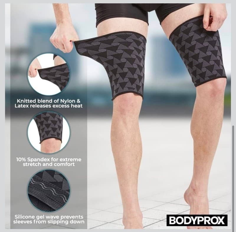 BODYPROX Thigh Compression Sleeves (2 Pack) for Hamstring and Quad Support - Thumbnail 4