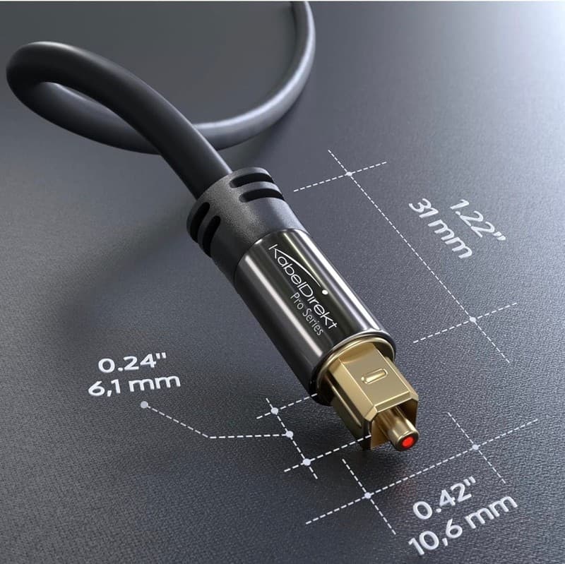 KabelDirekt Pro Series TOSLINK Optical Digital Audio Cable 6ft S/PDIF Fiber Opti - Thumbnail 7