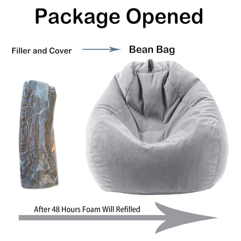 LPMOERA 3ft Corduroy Bean Bag Chair for Kids and Teens with Memory Foam Filling - Thumbnail 5