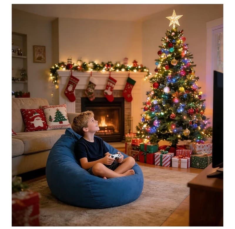 LPMOERA 3ft Corduroy Bean Bag Chair for Kids and Teens with Memory Foam Filling - Thumbnail 2