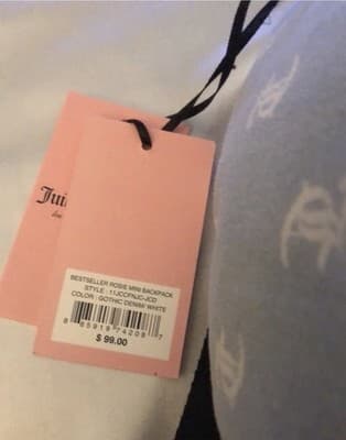 Juicy Couture Besteseller Rosie Mini Backpack Gothic Denim White JC Logo NWT - Thumbnail 2