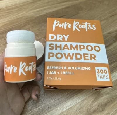Pure Rootss Dry Shampoo Powder Refresh Volumizing 1 oz Jar + 1 Refill 300 Taps - Thumbnail 3