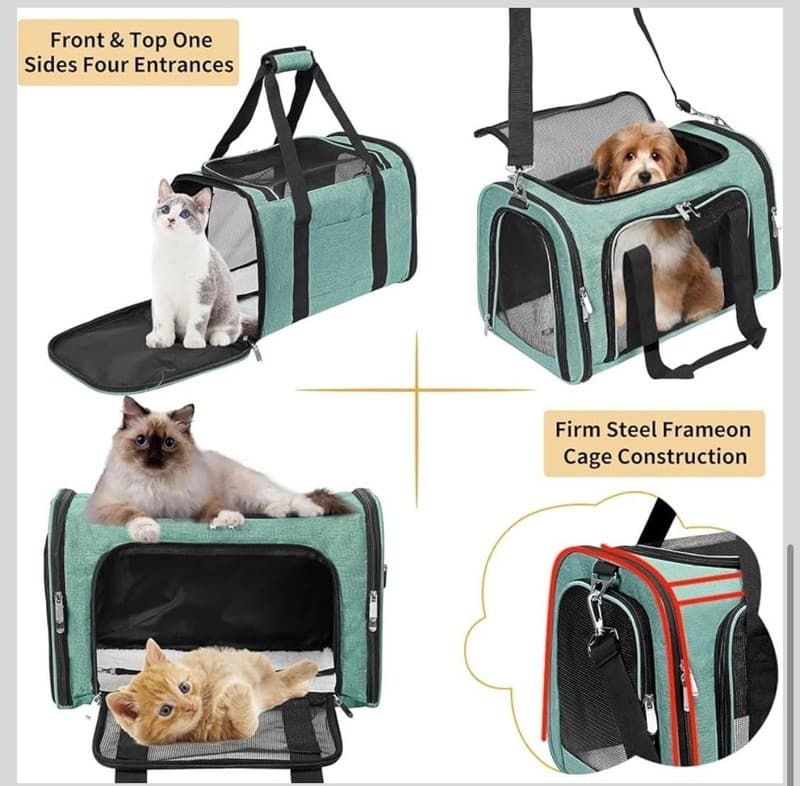 Expandable Pet Carrier Travel Bag with Mesh Windows, Medium - Thumbnail 5
