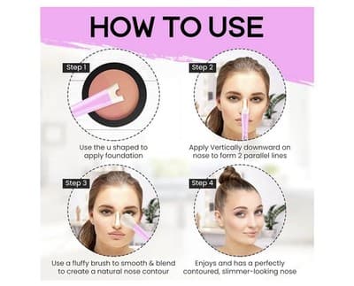 ✨ Katelia Beauty Nose Contour Makeup Brush – Dual-Ended U-Shaped Precision Brush - Thumbnail 4