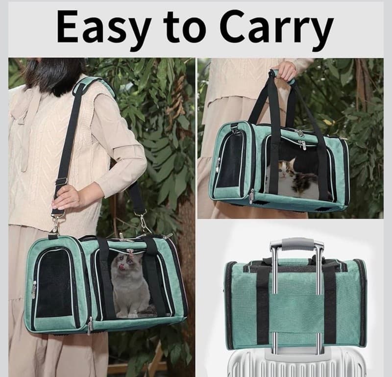 Expandable Pet Carrier Travel Bag with Mesh Windows, Medium - Thumbnail 6