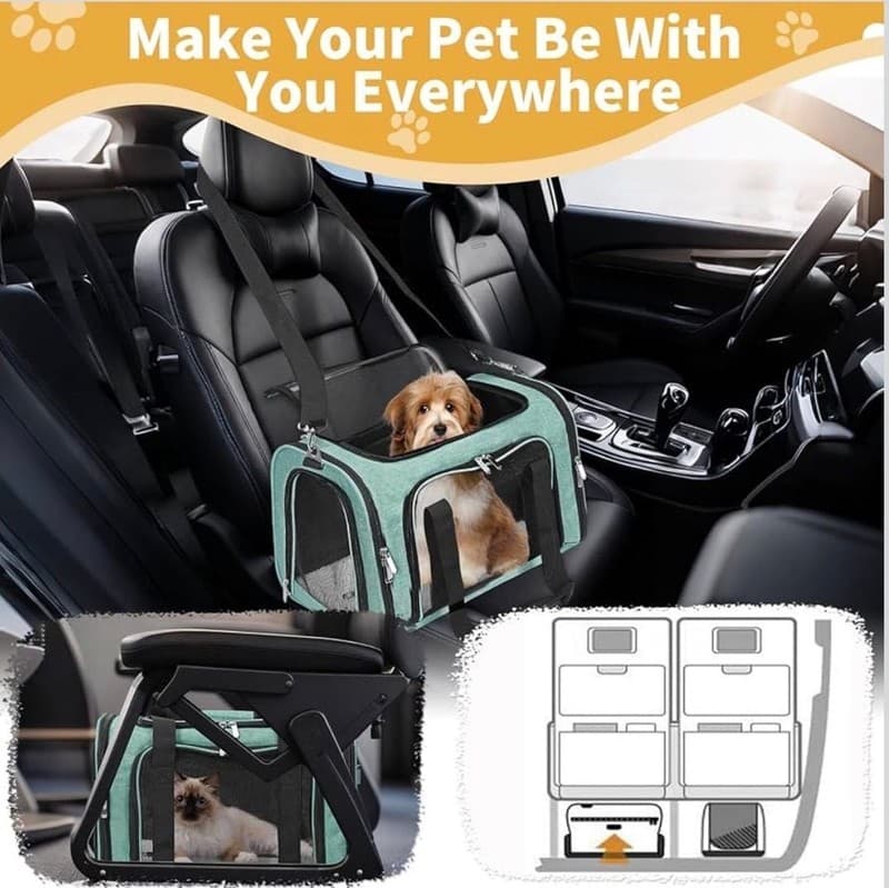 Expandable Pet Carrier Travel Bag with Mesh Windows, Medium - Thumbnail 7