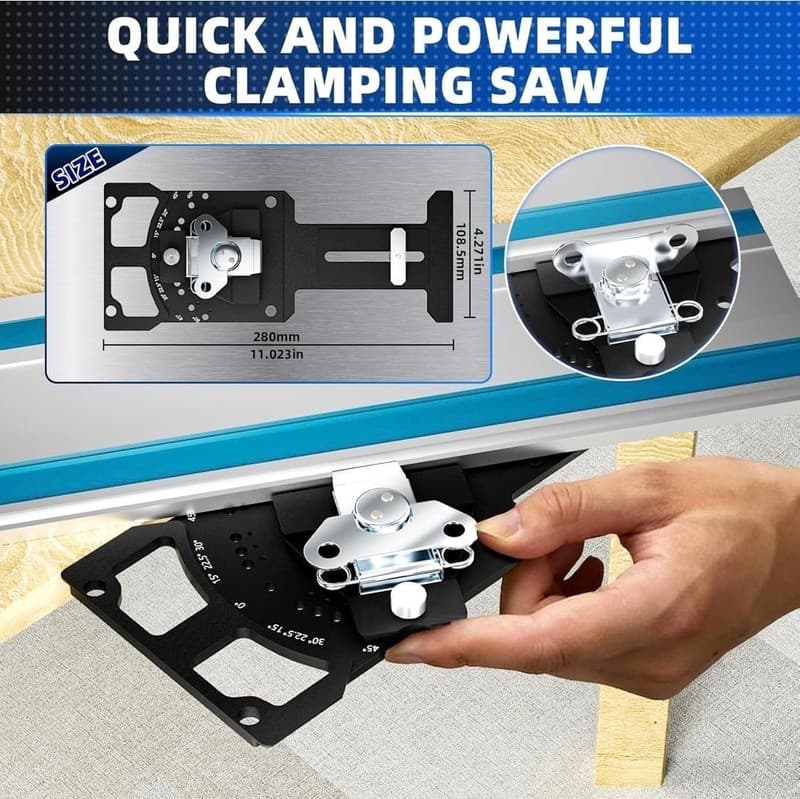 GOINGMAKE Guide Rail Angle Stop Square for Circular Saw Track - Thumbnail 6