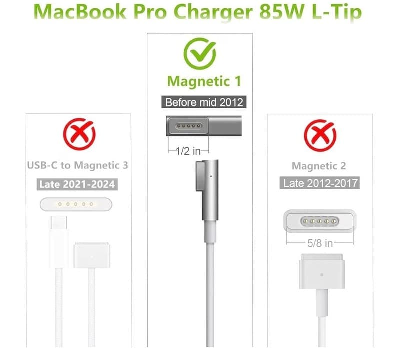 85W L-Tip Magnetic 1 Power Adapter Charger for MacBook Pro (Before Mid 2012) - Thumbnail 2