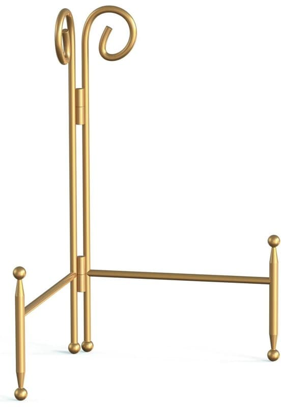 Gold Adjustable Metal Plate Holder Stand, 12 Inch Decorative Easel Display for P - Thumbnail 8