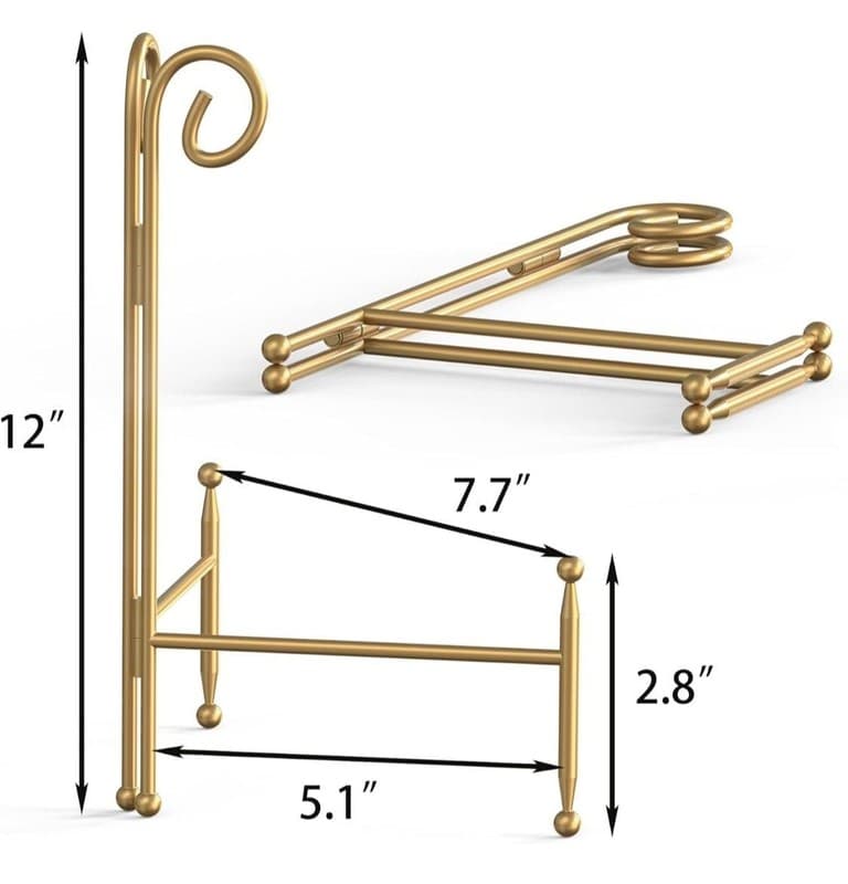 Gold Adjustable Metal Plate Holder Stand, 12 Inch Decorative Easel Display for P - Thumbnail 3