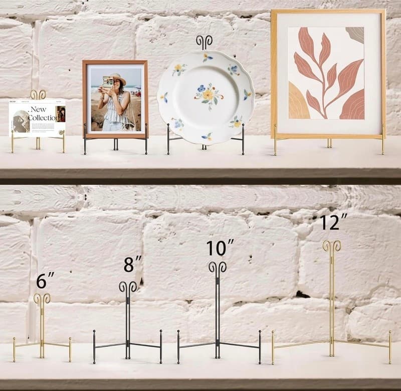 Gold Adjustable Metal Plate Holder Stand, 12 Inch Decorative Easel Display for P - Thumbnail 4
