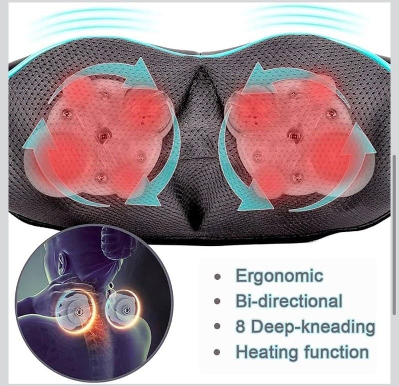 Mo Cuishle Shiatsu Neck and Shoulder Massager with Heat - 8 Deep Kneading Nodes - Thumbnail 5