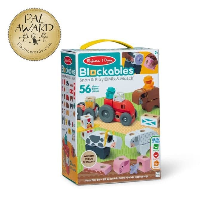 Melissa & Doug Blockables Farm Wooden Building Blocks Play Set (56 Pcs) - Thumbnail 3