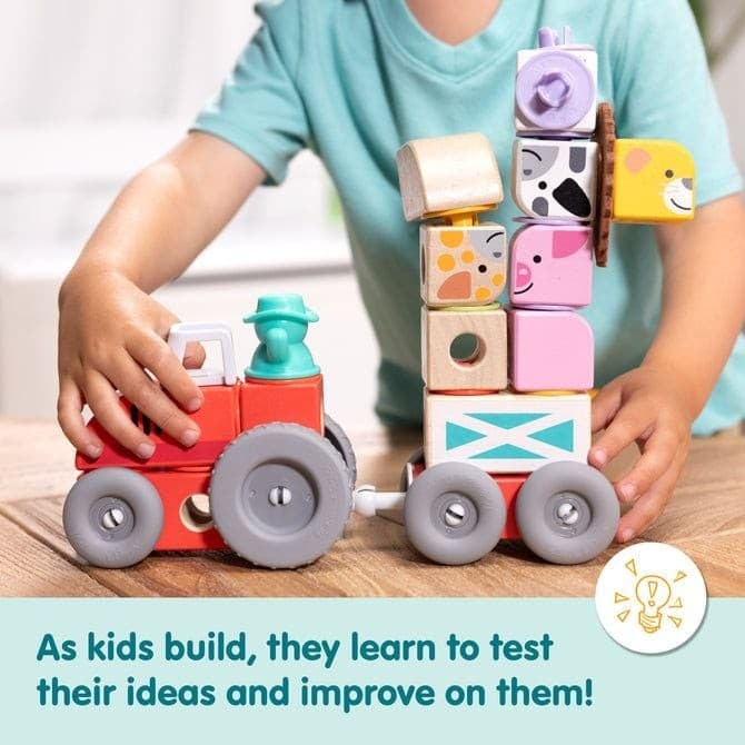Melissa & Doug Blockables Farm Wooden Building Blocks Play Set (56 Pcs) - Thumbnail 4