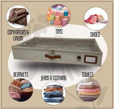 XL Underbed Storage Containers with See-Through Zip Lid, Thick Metal Zippers - Thumbnail 4