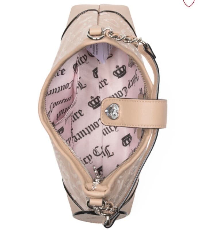 Juicy Couture Pecan Tan Monogram Faux Leather Shoulder Bag with Heart Charm - Thumbnail 2