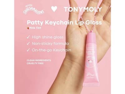 TONYMOLY X Squishmallows Patty Key Chain Lip Gloss STRAWBERRY SHORTCAKE Pink NIB - Thumbnail 5