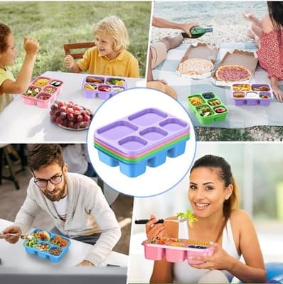 KHOXU Bento Lunch Box – 4 Pack (5-Compartment Containers) - Thumbnail 7