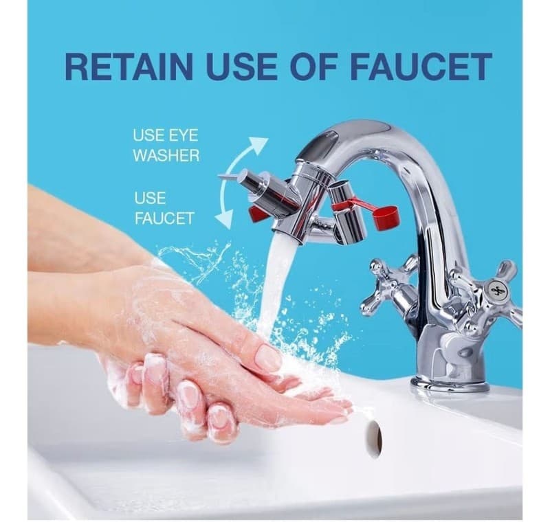 Skywin Eye Wash Station Faucet Mounted Emergency Eyewash Kit with Sign and Tags - Thumbnail 2